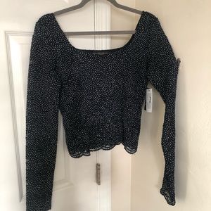 Navy blue with polk a dots crop top